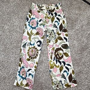 Joie Wide Leg Stretch Pants Floral Pink Green Blue size Small